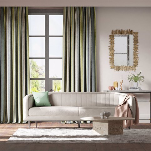 Spectro Stripe Emerald / Marine / Lichen Fabric by Harlequin