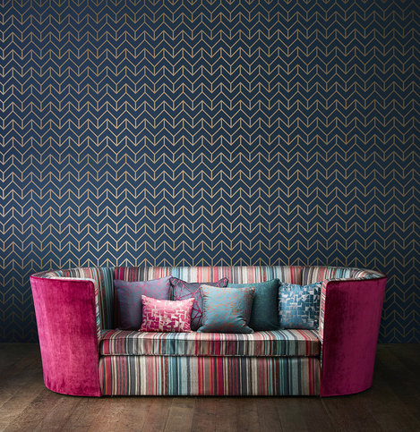 Spectro Stripe Teal/Sedonia/Rust Fabric by Harlequin