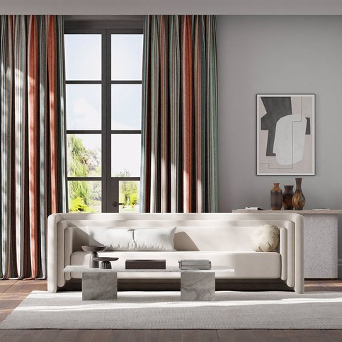 Spectro Stripe Teal/Sedonia/Rust Fabric by Harlequin