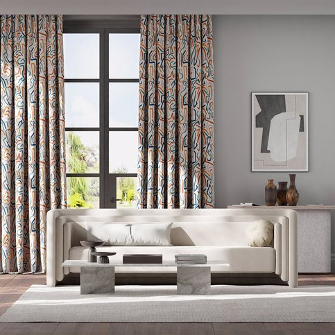 Synchronic Brazilian Rosewood/Onsen/Fire Fabric by Harlequin