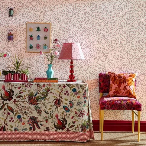 Wiggle Carnelian/Rose Quartz Wallcovering by Harlequin X Sophie Robinson