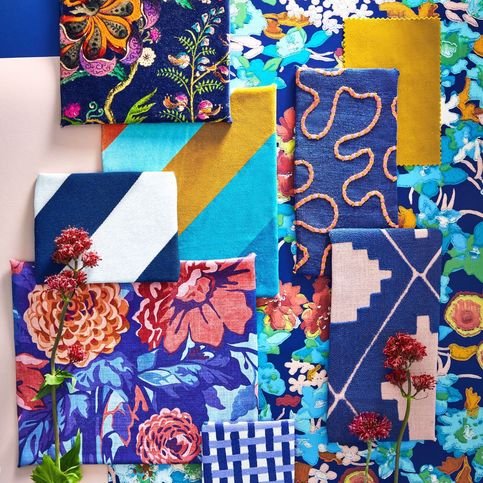 Wildflower Meadow Lapis/Carnelian/Aquamarine Wallcovering by Harlequin X Sophie Robinson