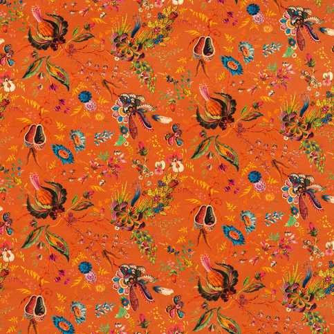 Wonderland Floral Amber/Lapis/Ruby Velvet Fabric by Harlequin X Sophie Robinson