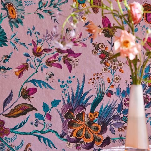 Wonderland Floral Amethyst/Lapis/Ruby Wallcovering by Harlequin X Sophie Robinson