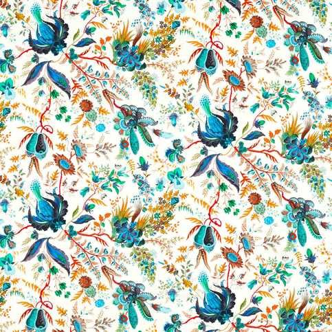 Wonderland Floral Lapis/Emerald/Carnelian Fabric by Harlequin X Sophie Robinson