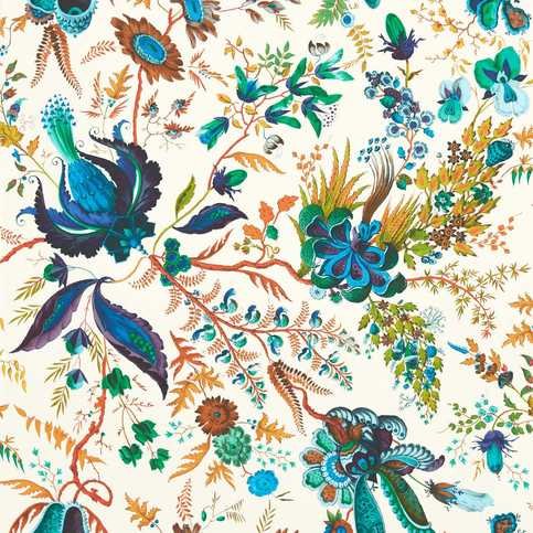 Wonderland Floral Lapis/Emerald/Carnelian Wallcovering by Harlequin X Sophie Robinson