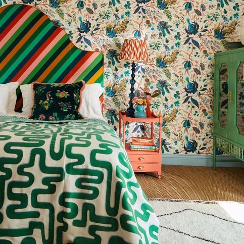 Wonderland Floral Lapis/Emerald/Carnelian Wallcovering by Harlequin X Sophie Robinson