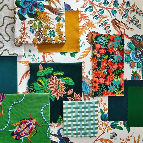 Wonderland Floral Lapis/Emerald/Carnelian Wallcovering by Harlequin X Sophie Robinson