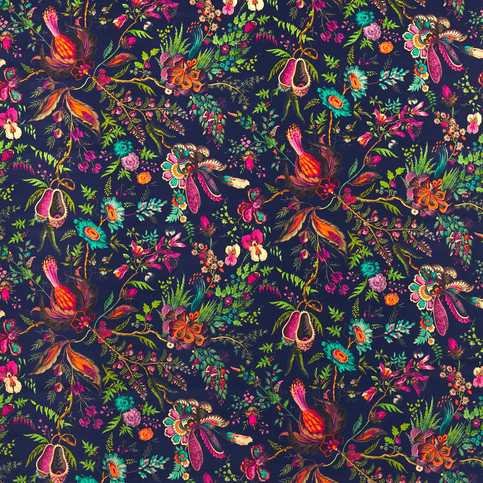 Wonderland Floral Sapphire/Spinel/Emerald Velvet Fabric by Harlequin X Sophie Robinson