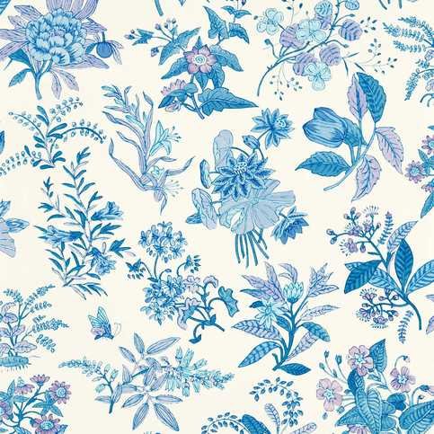 Woodland Floral Lapis/Amethyst/Pearl Quartz Wallcovering by Harlequin X Sophie Robinson
