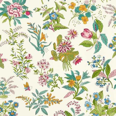 Woodland Floral Peridot/Ruby/Pearl Wallcovering by Harlequin X Sophie Robinson