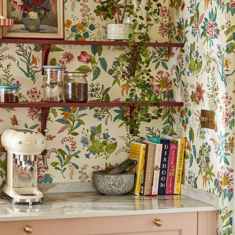 Woodland Floral Peridot/Ruby/Pearl Wallcovering by Harlequin X Sophie Robinson