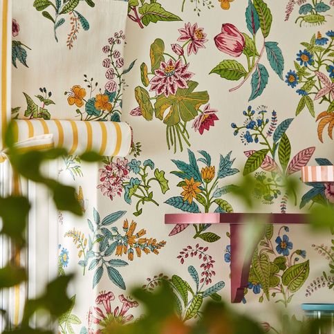 Woodland Floral Peridot/Ruby/Pearl Wallcovering by Harlequin X Sophie Robinson