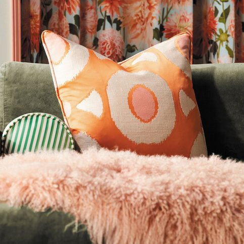 Zinnia Clemetine/Peony Fabric by Harlequin