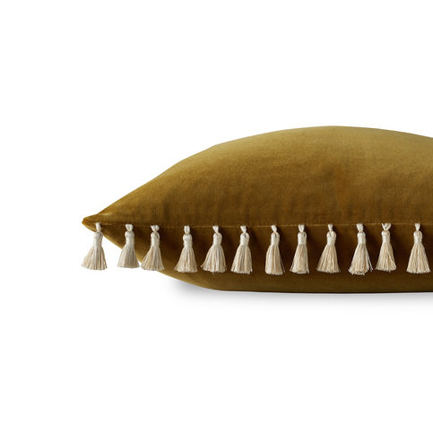 Beauchamp Velvet Cushion Ochre by James Hare 