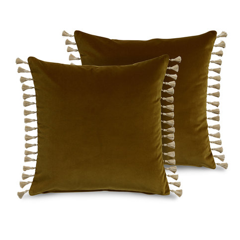 Beauchamp Velvet Cushion Ochre by James Hare 