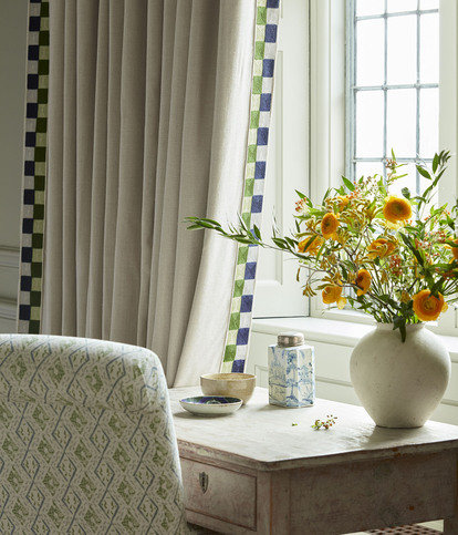 Dacca Blue/Green Fabric by James Hare 