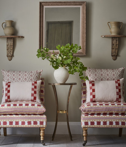 Hatchett Linen Cushion Pink/Orange by James Hare 