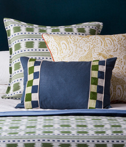 Hatchett Silk Cushion Blue/Green by James Hare 