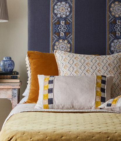 Hatchett Silk Cushion Grey/Gold by James Hare 