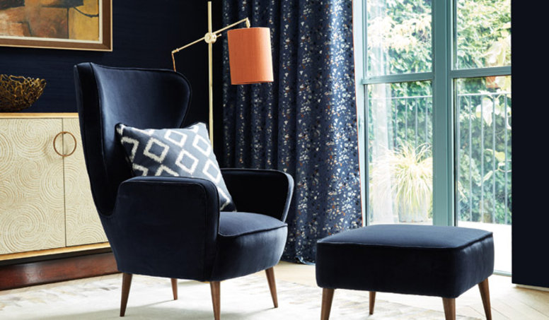 Beauchamp Velvet Midnight Fabric by James Hare 