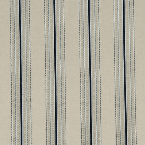 Ceylon Stripe Natural/Indigo Fabric by James Hare