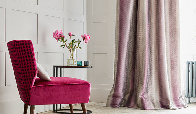 Lyra Stripe Amethyst Fabric by James Hare 