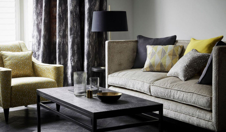 Marble Graphite Fabric by James Hare 