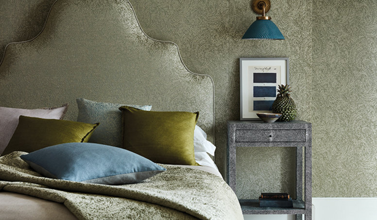 Persia Winter Green Fabric by James Hare
