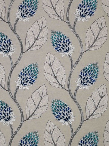 Portobello Flower Blue Fabric by James Hare 