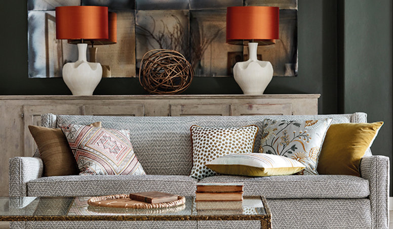Siam Silk Frost/Ochre Fabric by James Hare