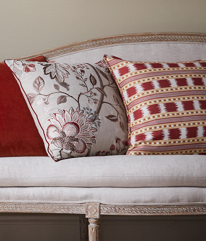 Shalimar Cushion Red/Mushroom by James Hare 