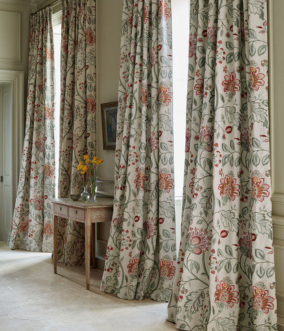 Shalimar Red/Mushroom Fabric by James Hare 