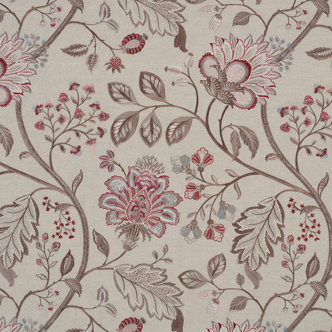 Shalimar Red/Mushroom Fabric by James Hare 