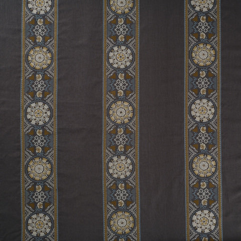 Suzani Stripe Ink/Gold Fabric by James Hare 