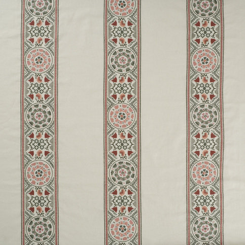 Suzani Stripe Pink/Green Fabric by James Hare 