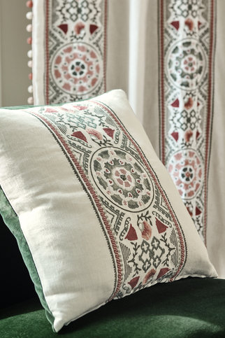 Suzani Stripe Pink/Green Fabric by James Hare 