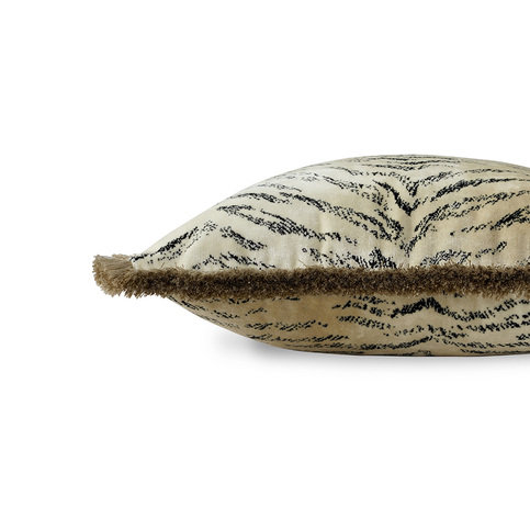 Tiger Velvet Cushion Ivory by James Hare 