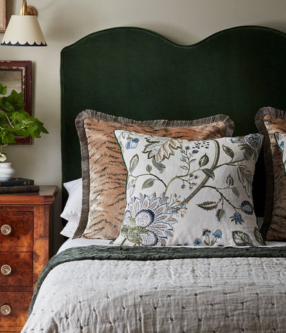 Tiger Velvet Cushion Natural by James Hare 