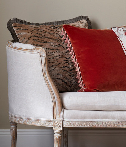 Tiger Velvet Cushion Natural by James Hare 