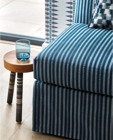 Asher Stripe Indigo Fabric by Jane Churchill