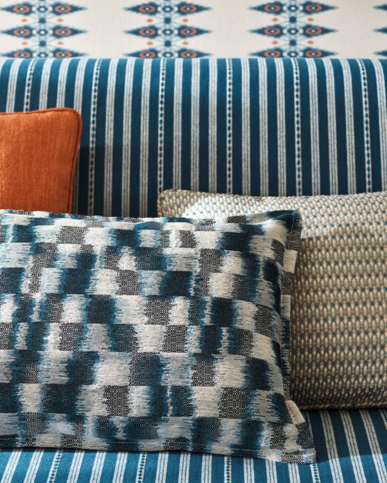 Asher Stripe Indigo Fabric by Jane Churchill