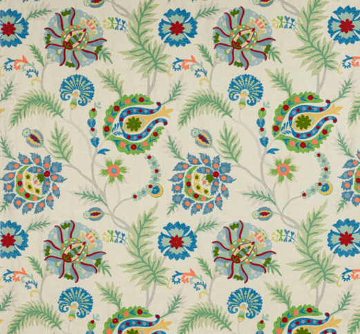 Bukhara Green/Multi Fabric by Jane Churchill