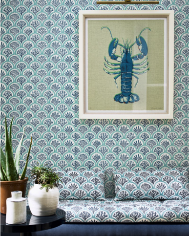 Coralli Blue/Teal Fabric by Jane Churchill