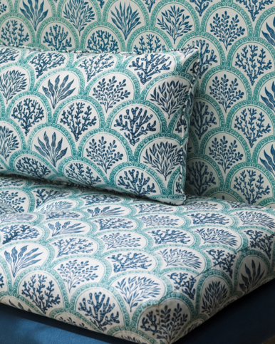 Coralli Blue/Teal Fabric by Jane Churchill