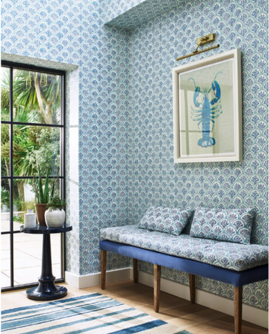 Coralli Blue/Teal Fabric by Jane Churchill