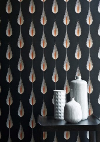 Plato Black Wallpaper by Jane Churchill 