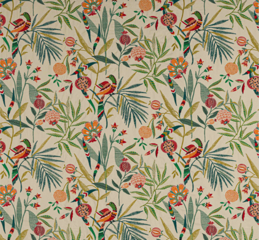 Pomegranate Tree Red/Green Fabric by Jane Churchill