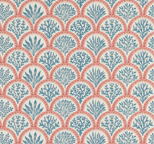 Coralli Red/Indigo Wallpaper by Jane Churchill