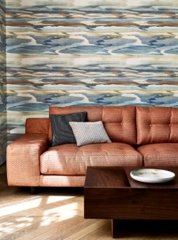 Cloudscape Blue/Copper Wallpaper by Jane Churchill